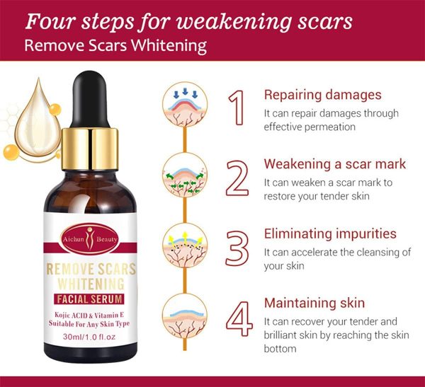 Aichun Beauty Scar Removal Serum with Kojic Acid and Vitamin E for Scars, Pimples, Stretch Marks 30ml