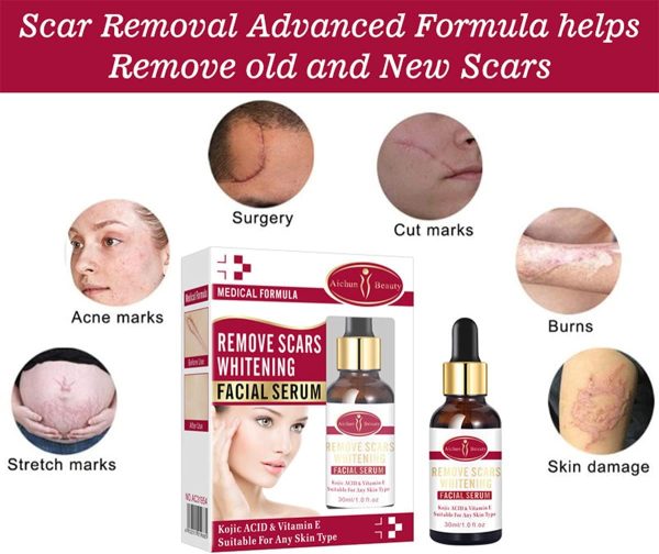 Aichun Beauty Scar Removal Serum with Kojic Acid and Vitamin E for Scars, Pimples, Stretch Marks 30ml